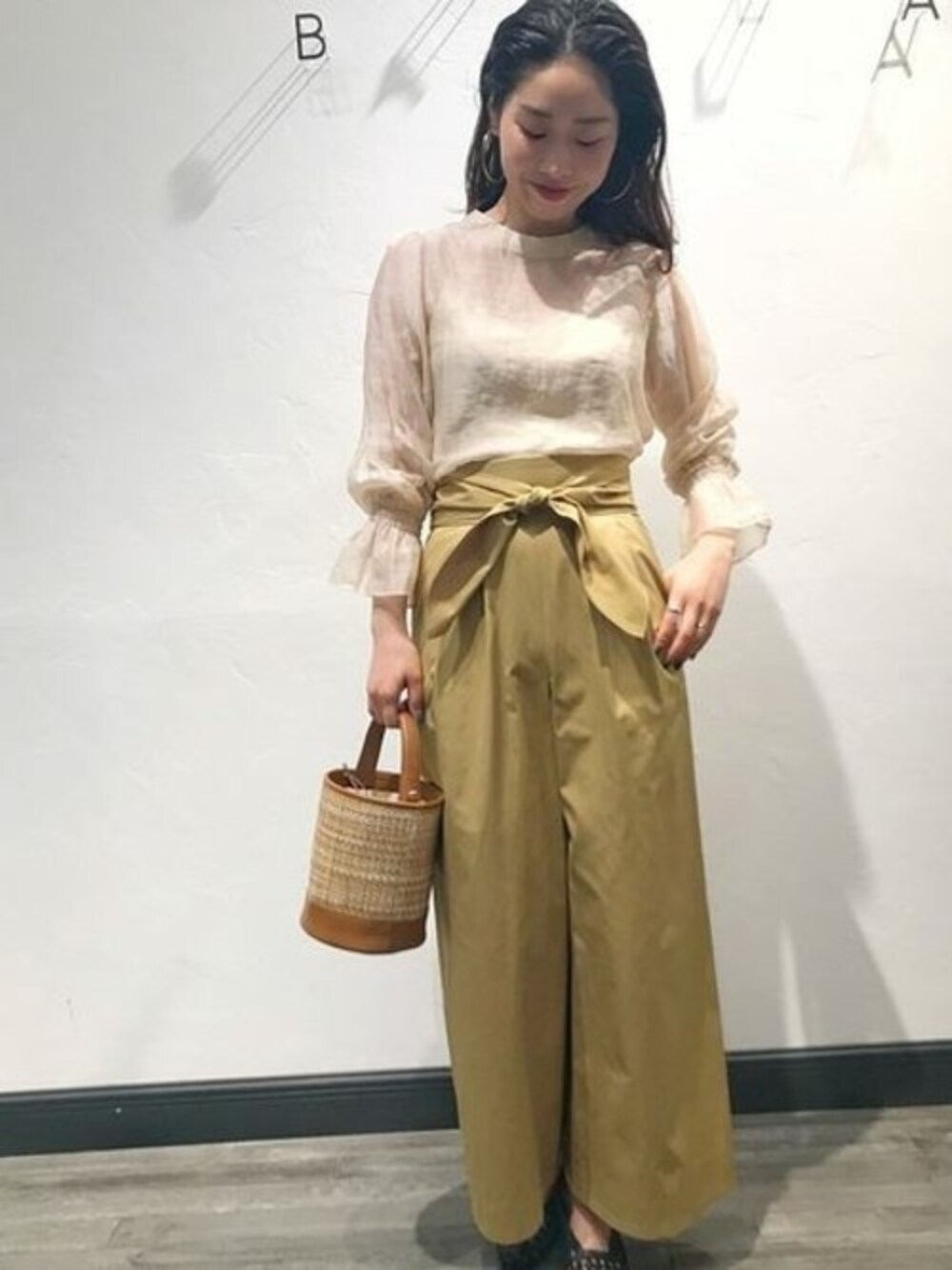 最終値下げ　ノーブル　ハイウエスト　サッシュベルト風パンツ　38 Noble（ノーブル）の「ハイウエストサッシュベルト風パンツ