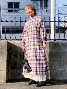 「H&M（エイチ・アンド・エム）のアイテム（ブーツ）」を使った、ちゃまさん（レディース・155cm）の冬コーディネート