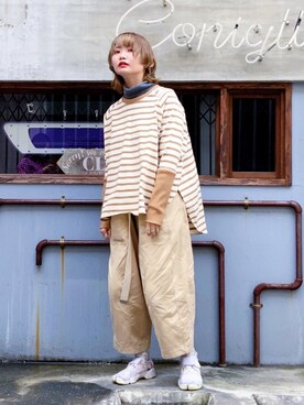 「Y's（ワイズ）のアイテム（パンツ）」を使った、ちゃまさん（レディース・155cm）の冬コーディネート