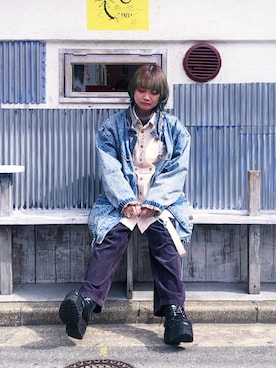 「UNIQLO U」｜「アイテム（スニーカー）」を使った、ちゃまさん（レディース・155cm）の冬コーディネート