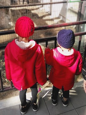 「息子」｜「アイテム（ミリタリージャケット）」を使った、3kids mamaさん（キッズ・110cm）の冬コーディネート