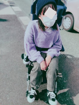 「Honeys（ハニーズ）のアイテム（ニットキャップ/ビーニー）」を使った、ふこまるさん（レディース・153cm）の秋コーディネート