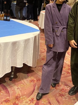 「アイテム（テーラードジャケット、パープル系）」を使った、えーちゃんさん（レディース・160cm）の夏コーディネート