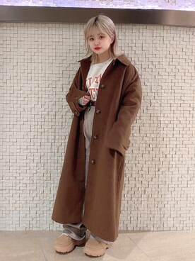 「アイテム（ステンカラーコート）」を使った、𝐲𝐮𝐤𝐚さん（レディース・147cm・20代）の秋コーディネート
