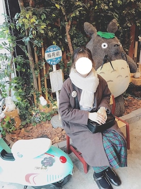 「ニットマフラー」｜mi🌿さん（レディース・162cm）の冬コーディネート