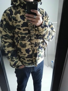 「A BATHING APE（アベイシングエイプ）のアイテム（ナイロンジャケット）」を使った、jjjjjjkkkk さん（メンズ・172cm）の春コーディネート