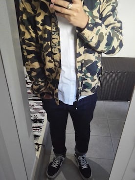 「A BATHING APE（アベイシングエイプ）のアイテム（ナイロンジャケット）」を使った、jjjjjjkkkk さん（メンズ・172cm）の春コーディネート