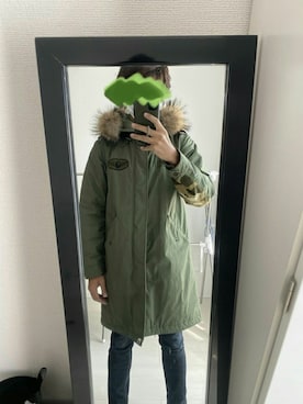 「A BATHING APE（アベイシングエイプ）のアイテム（モッズコート）」を使った、jjjjjjkkkk さん（メンズ・172cm）の冬コーディネート