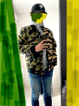「A BATHING APE（アベイシングエイプ）のアイテム（MA-1）」を使った、jjjjjjkkkk さん（メンズ・172cm）の冬コーディネート