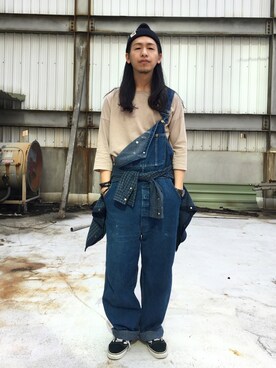 「アイテム（オールインワン・サロペット）」を使った、蔡阿翰さん（メンズ・175cm・20代）の春コーディネート
