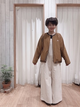 「リバーシブル」｜「アイテム（サロペット/オーバーオール）」を使った、marinさん（レディース・154cm）の秋コーディネート