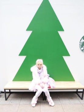 「アイテム（チャーム、パープル系）」を使った、cindyさん（レディース・148cm）の冬コーディネート
