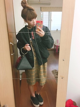 「STYLENANDA（スタイルナンダ）のアイテム（MA-1）」を使った、歆さん（レディース・148cm）の秋コーディネート