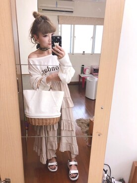 「FIG&VIPER（フィグアンドバイパー）のアイテム（サンダル）」を使った、歆さん（レディース・148cm）の春コーディネート
