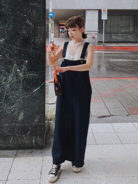 「casselini」｜「アイテム（オールインワン・サロペット）」を使った、歆さん（レディース・148cm）の夏コーディネート