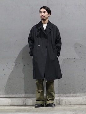 「ADAM ET ROPE'（アダムエロペ）のアイテム（トレンチコート）」を使った、ISHINOさん（メンズ・175cm）の冬コーディネート