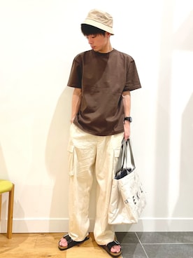 「FRUIT OF THE LOOM（フルーツオブザルーム）のアイテム（帽子）」を使った、みやさんさん（メンズ・171cm）の夏コーディネート
