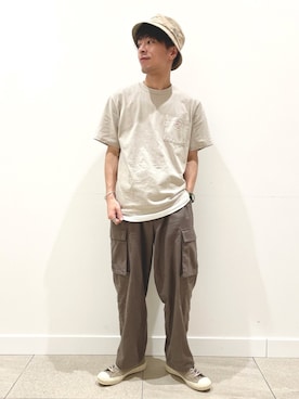 「FRUIT OF THE LOOM（フルーツオブザルーム）のアイテム（帽子）」を使った、みやさんさん（メンズ・171cm）の夏コーディネート