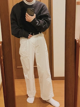 「UNIQLO（ユニクロ）のエクストラファインメリノリブタートルネックセーター（長袖）（ニット/セーター）」を使った、HANAさん（レディース・150cm）の秋コーディネート