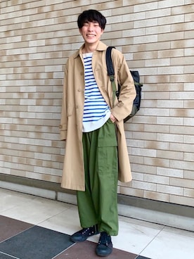 「みりたりー」｜「アイテム（ステンカラーコート）」を使った、coen 桂さん（メンズ・171cm）の秋コーディネート