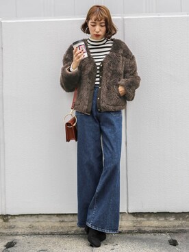 「select MOCA（セレクトモカ）のアイテム（ノーカラージャケット）」を使った、SELECT MOCAさん（レディース・161cm）の秋コーディネート