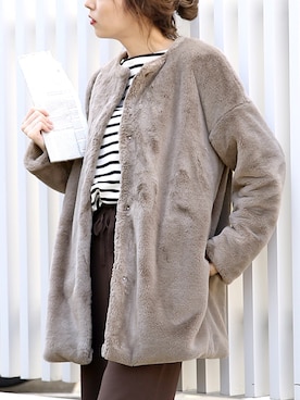 「select MOCA（セレクトモカ）のアイテム（ノーカラージャケット）」を使った、SELECT MOCAさん（レディース・160cm）の秋コーディネート