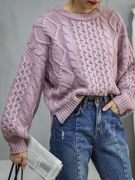 「select MOCA（セレクトモカ）の【GISELe4月号掲載】【GISELe12月号掲載】センタープレスストレートヘムラインカットオフダメージ加工デニム（デニムパンツ）」を使った、SELECT MOCAさん（レディース・160cm）の秋コーディネート