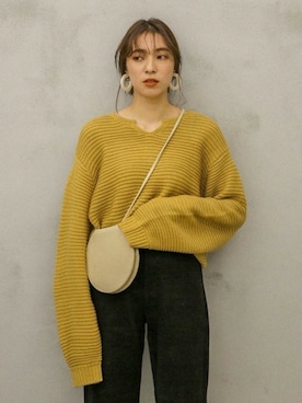 「マスタードイエロー」｜SELECT MOCAさん（レディース・160cm）の冬コーディネート