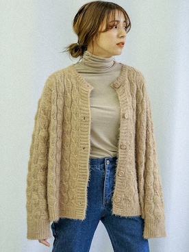 「クルーネックニット」｜SELECT MOCAさん（レディース・160cm）の冬コーディネート