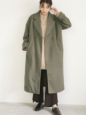 Select Moca セレクトモカ のチェスターコート グリーン系 を使った人気ファッションコーディネート Wear