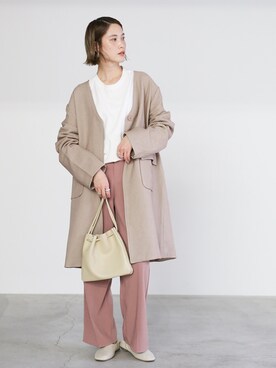 「select MOCA（セレクトモカ）のアイテム（ノーカラージャケット）」を使った、SELECT MOCAさん（レディース・160cm）の冬コーディネート