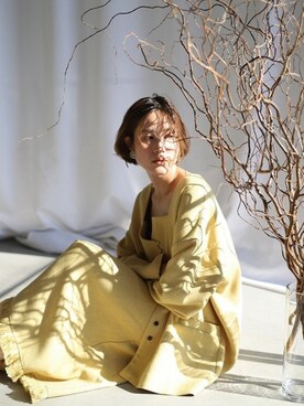 「select MOCA（セレクトモカ）のアイテム（ノーカラージャケット）」を使った、SELECT MOCAさん（レディース・163cm）の冬コーディネート