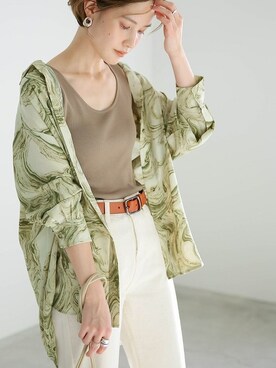 「ビックシルエットシャツ」｜SELECT MOCAさん（レディース・163cm）の春コーディネート