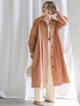 「select MOCA（セレクトモカ）のアイテム（ステンカラーコート）」を使った、SELECT MOCAさん（レディース・160cm）の春コーディネート