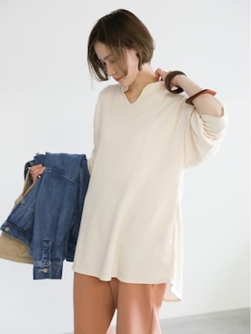 「ワッフル」｜「アイテム（デニムジャケット）」を使った、SELECT MOCAさん（レディース・163cm）の春コーディネート