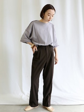「select MOCA（セレクトモカ）の2021 SS リンキングカットソートップス（Tシャツ/カットソー）」を使った、SELECT MOCAさん（レディース・163cm）の夏コーディネート