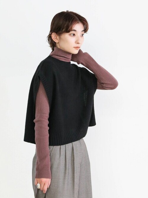 バックスリットニットショートベスト（ベスト）｜select MOCA