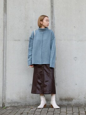 「select MOCA（セレクトモカ）のリンキングオーバーサイズタートルニット（ニット/セーター）」を使った、SELECT MOCAさん（レディース・160cm）の秋コーディネート