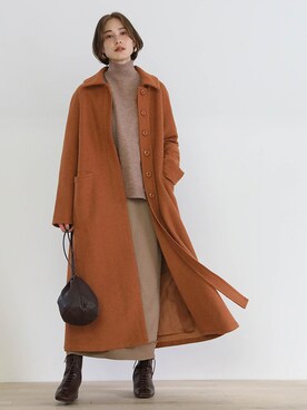 「select MOCA（セレクトモカ）のアイテム（ステンカラーコート）」を使った、SELECT MOCAさん（レディース・163cm）の冬コーディネート