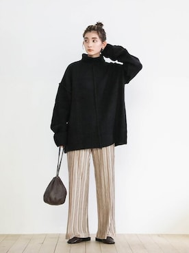 「select MOCA（セレクトモカ）のリンキングオーバーサイズタートルニット（ニット/セーター）」を使った、SELECT MOCAさん（レディース・158cm）の冬コーディネート