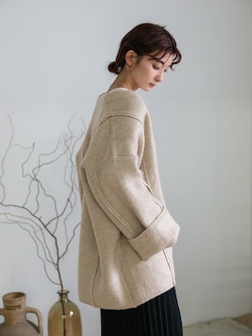 「select MOCA（セレクトモカ）のアイテム（ノーカラーコート）」を使った、SELECT MOCAさん（レディース・158cm）の冬コーディネート