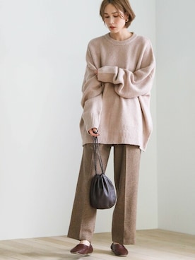 「ボリュームニット」｜「アイテム（バレエシューズ）」を使った、SELECT MOCAさん（レディース・163cm）の冬コーディネート