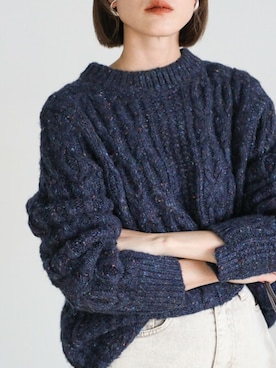 「クルーネック」｜「アイテム（バレエシューズ）」を使った、SELECT MOCAさん（レディース・163cm）の冬コーディネート