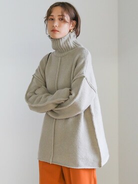 「select MOCA（セレクトモカ）のリンキングオーバーサイズタートルニット（ニット/セーター）」を使った、SELECT MOCAさん（レディース・163cm）の冬コーディネート