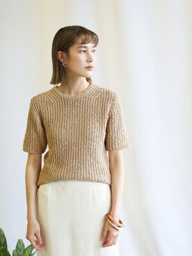 「クルーネックニット」｜SELECT MOCAさん（レディース・163cm）の冬コーディネート