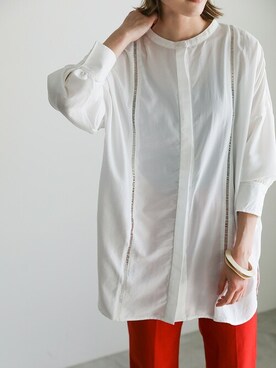 「オフホワイト」｜「アイテム（その他トップス）」を使った、SELECT MOCAさん（レディース・163cm）の春コーディネート