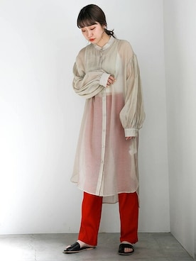 「シアーシャツワンピース」｜SELECT MOCAさん（レディース・163cm）の春コーディネート