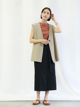 「select MOCA（セレクトモカ）のハイウエストロング丈ペンシルスカート（スカート）」を使った、SELECT MOCAさん（レディース・163cm）の夏コーディネート