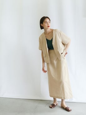 「select MOCA（セレクトモカ）のアイテム（セットアップ）」を使った、SELECT MOCAさん（レディース・163cm）の夏コーディネート