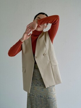 「select MOCA（セレクトモカ）の【13色展開】シンプルリブタートルニット（ニット/セーター）」を使った、SELECT MOCAさん（レディース・161cm）の夏コーディネート